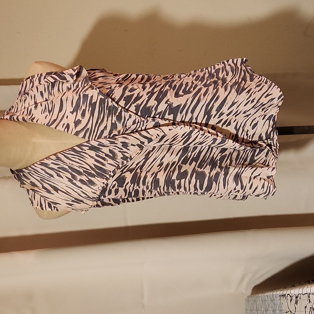 CAbi Pink and Black Zebra Print Blouse